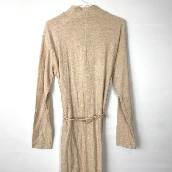 Vince Long Sleeve Mock Neck Knit Turtleneck Midi Sweater Dress Marzipan - Picture 7 of 10